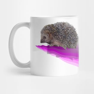 Painting of an English hedgehog on a 3D digital wave Mug